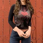 Футболка женская базовая с длинным рукавом, винтажный принт, повседневный базовый топ для E-Girl, сказочный, в стиле 1920-х годов, на осень