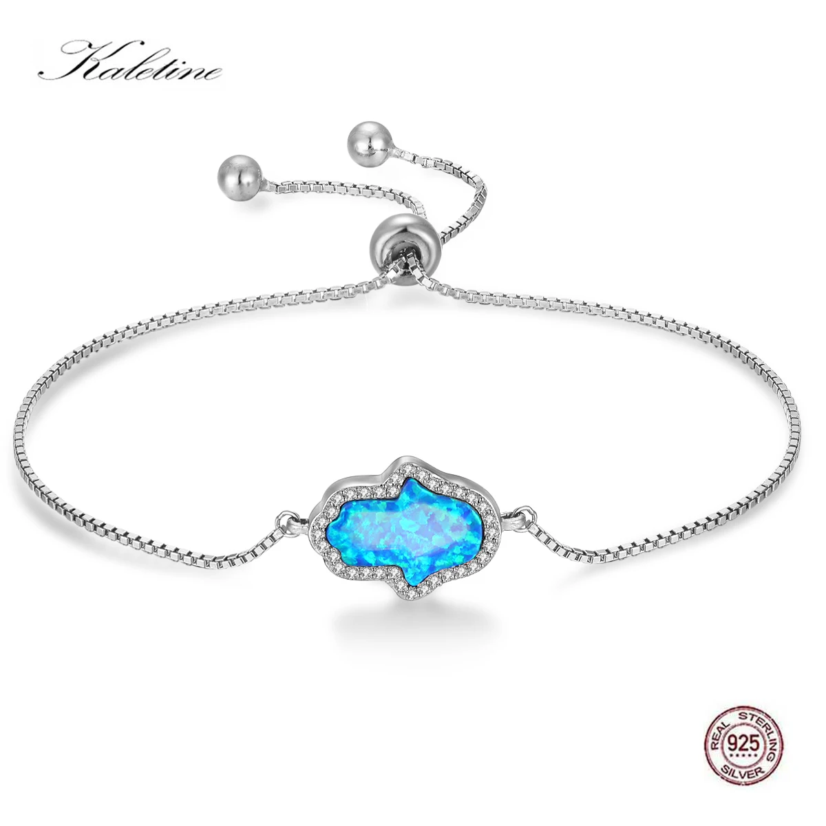 Женские браслеты Kaletine из стерлингового серебра 925 пробы с надписью &quotLucky Opal Hamsa Hand