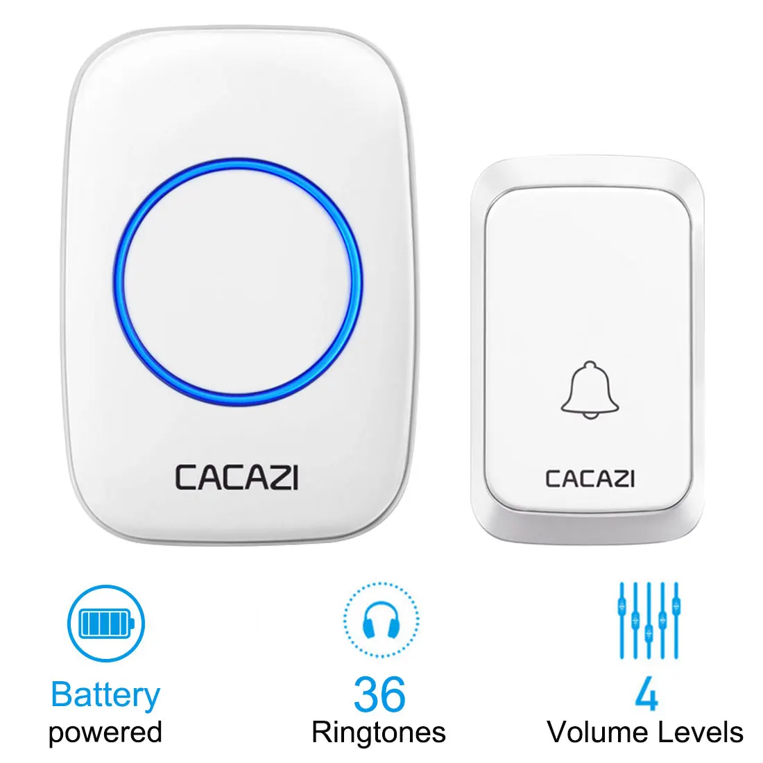 

Waterproof Wireless Doorbell Smart Home Battery Powered 300M Remote Home Wireless Doorbell Receiver Bell with 36 Kinds of Music