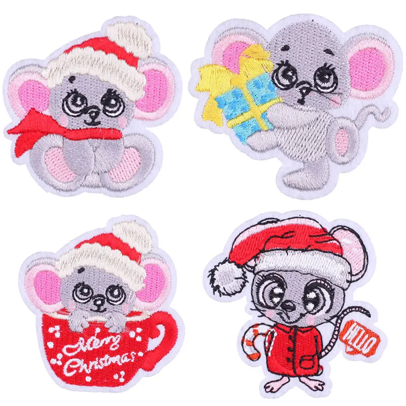

Cute Mouse Cartoon Children Iron on Patches for Clothing Sticker Sew on Embroidery Patch on Clothes Applique Stripes Custom