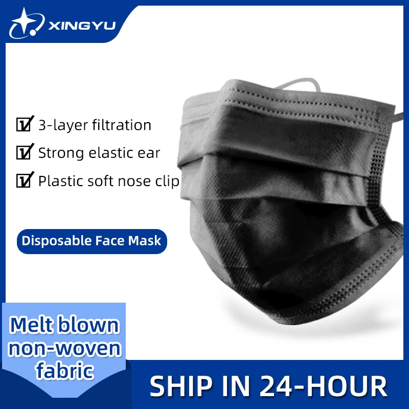 В НАЛИЧИИ 20 200 шт. маска одноразовая для лица Черный Nonwove 3 слоя полости рта фильтр