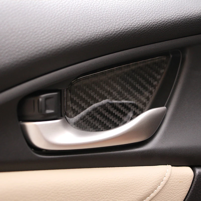 4 шт. накладки на внутреннюю ручку двери из углеродного волокна для Honda Civic 2016