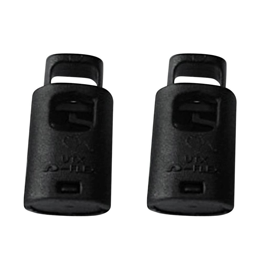 

2pcs Black Cord Lock Stoppers - Single Hole Spring Stop Toggle Stopper for Cord Drawstring Bungee Tent Backpack Sportwear