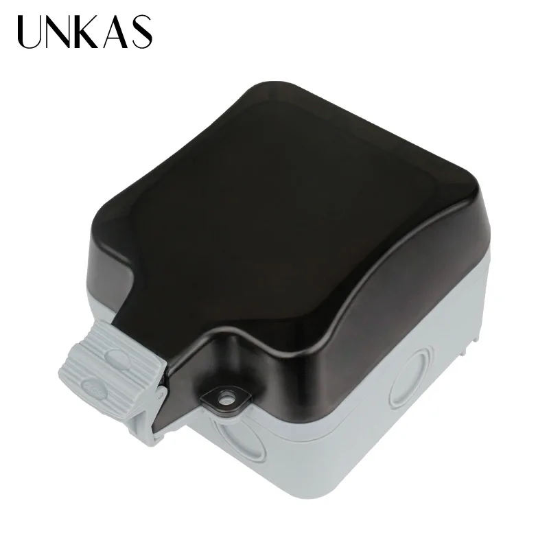 UNKAS 13A UK Standard British Electrical Outlet With Neon IP66 Weatherproof Waterproof Outdoor Wall Power Switched Socket | Обустройство