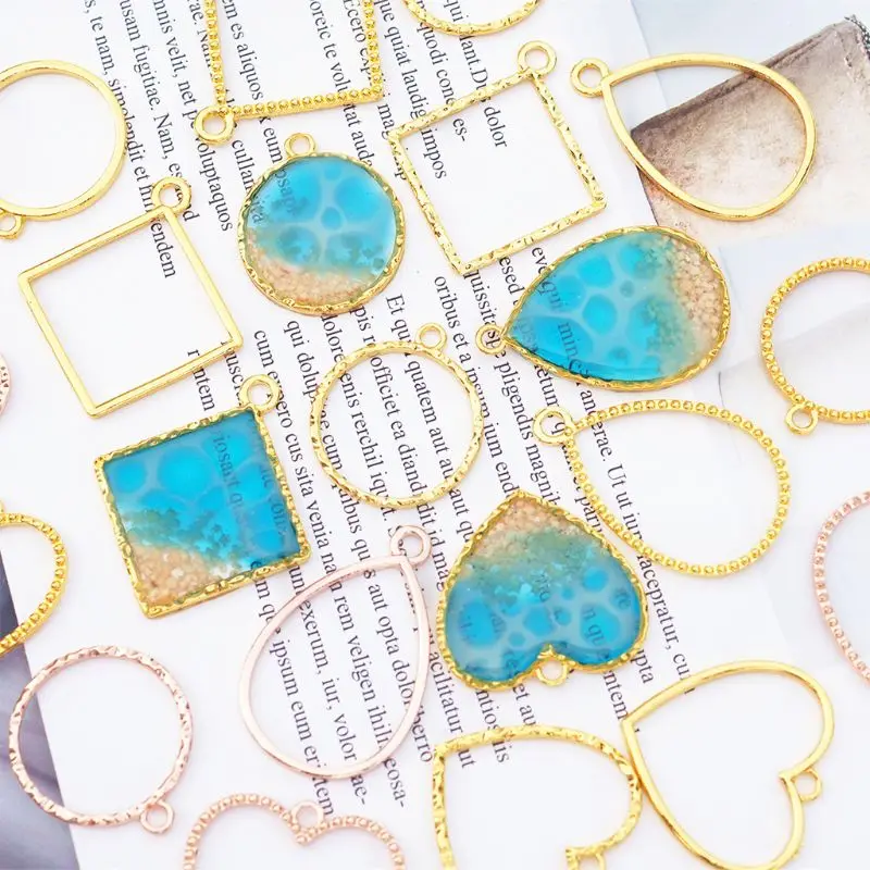 12 Pcs/set Simple DIY Crystal Epoxy Frame UV Glue Metal Frames Mold Pendant Jewelry Making Accessories | Украшения и аксессуары