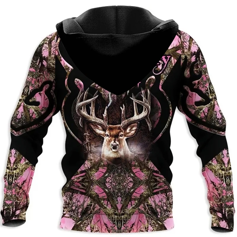 

2021Hunting culture deer series 3D digital printing hoodie Harajuku streetwear pullover unisex casual sportswear