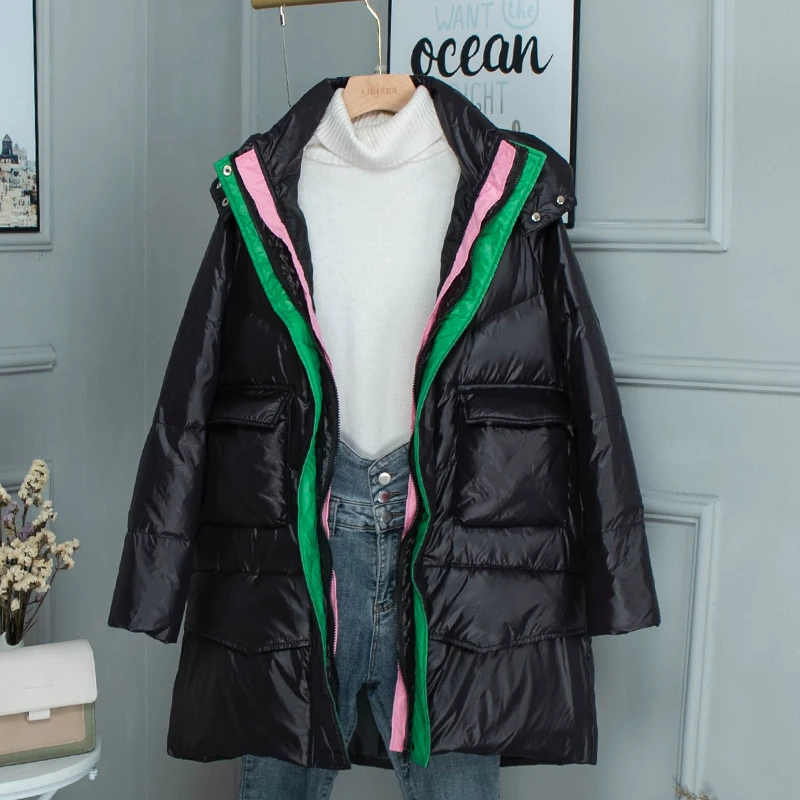 Новинка 2021 яркий цвет Зимняя Повседневная Женская куртка на утином пуху пальто