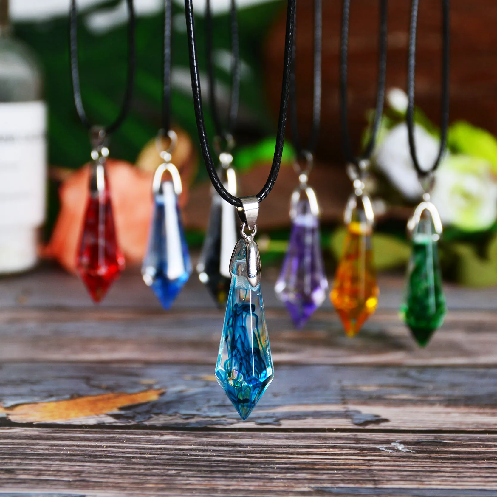 Подвеска KCALOE 7 цветов черная Вощеная Веревка ручная работа эпоксидные украшения