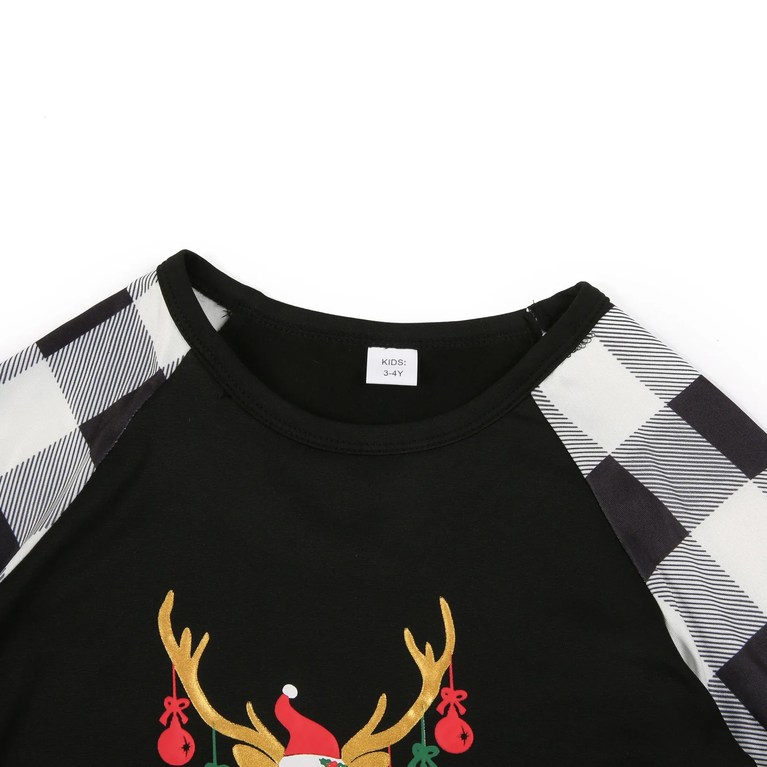 

2020 Christmas Popular Parent-child Suit Printing Crew Neck Color Matching Family Pajamas Parent-child Set Factory Direct Sales