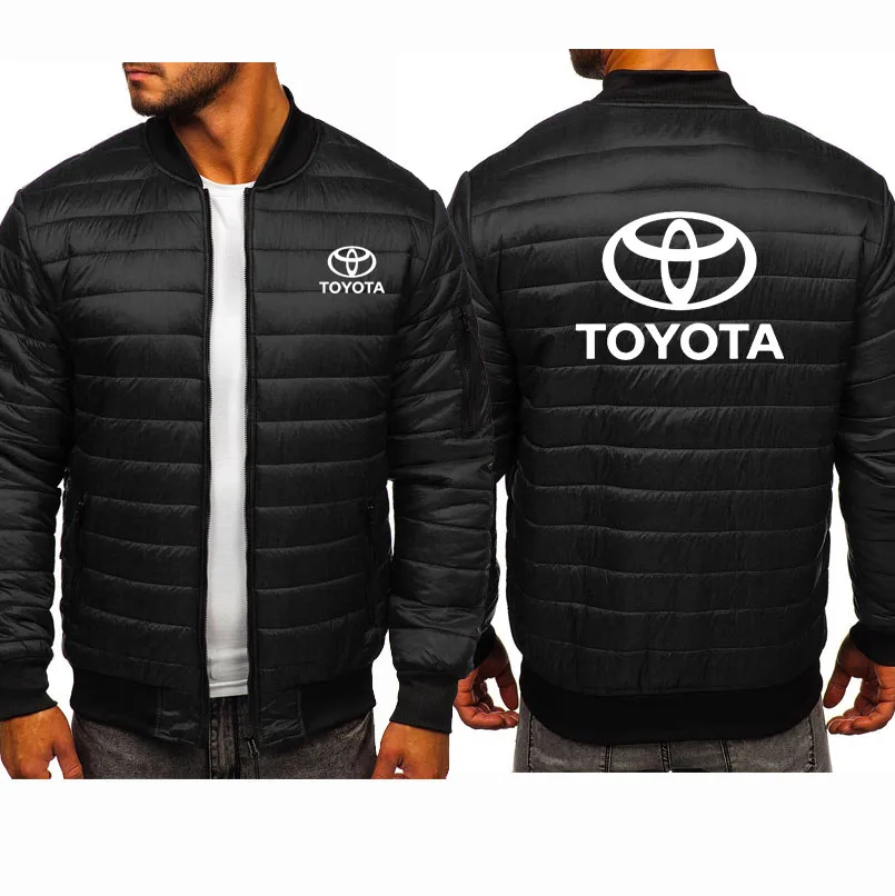 

Winter fleece Thicken Warm warm jacket Toyota Car Logo Print Fashion Cotton wool hoodie Men's pullover Zipper Jacket