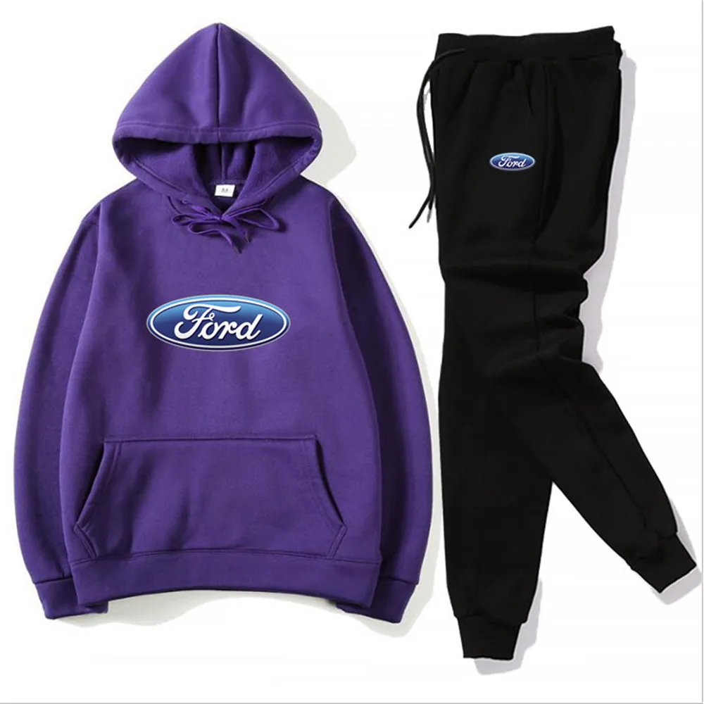 

Ford car logo brand hot sale sports hoodie men's hoodie + pants suit men and women street sports casual wear