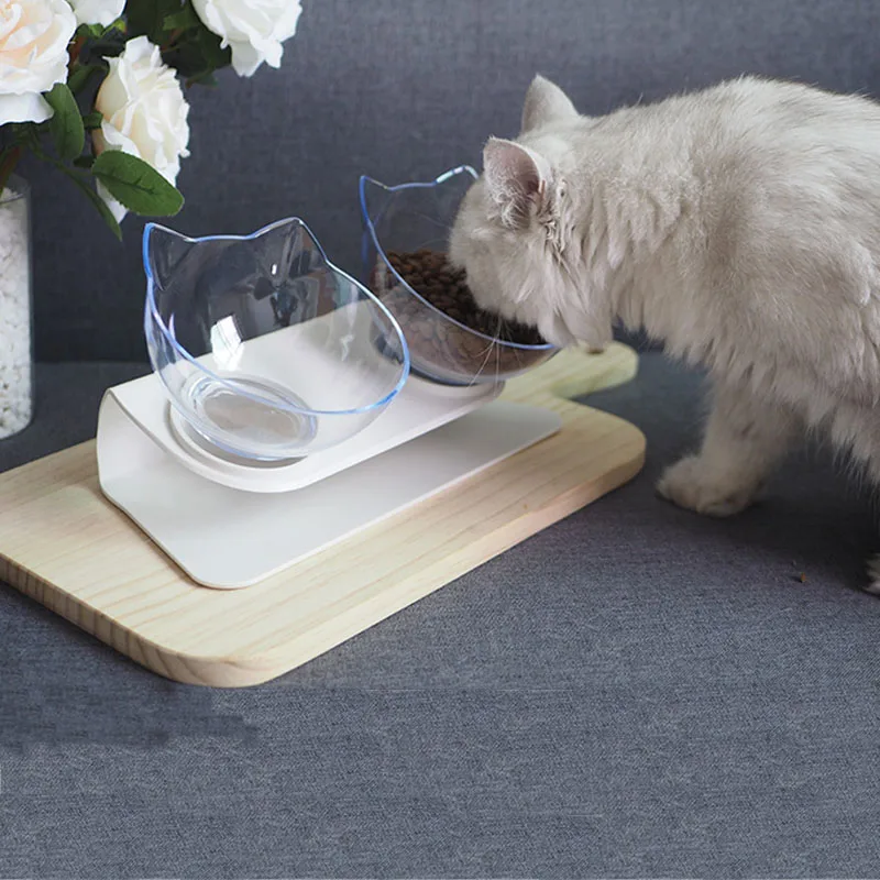 

Neck protector cat bowl with raised stand Anti-fall bowls and drinkers for Pet Products Non-Slip Double Bowl Cats Feeders