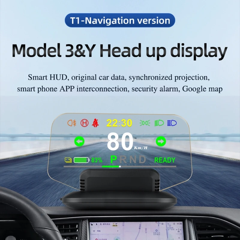 

T1 HUD Head-Up Display Car-Styling Overspeed Warning Windshield Projector Alarm System for Tesla Model 3 model Y
