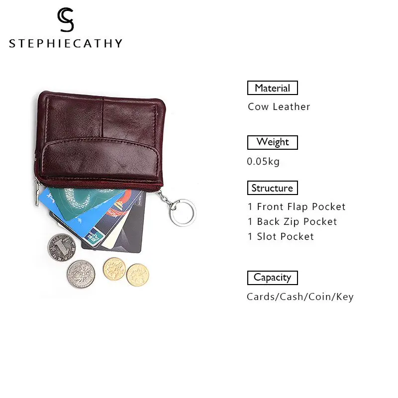 SC Women Real Leather Small Wallet Lady Mini Flap Bag Short Femal Coin Purse Girls Card Holder Key Chain Handbag | Багаж и сумки