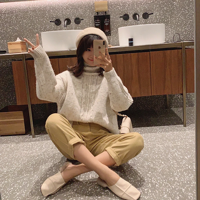 MISHOW женский толстый свитер однотонный Осень-зима женская теплая водолазка