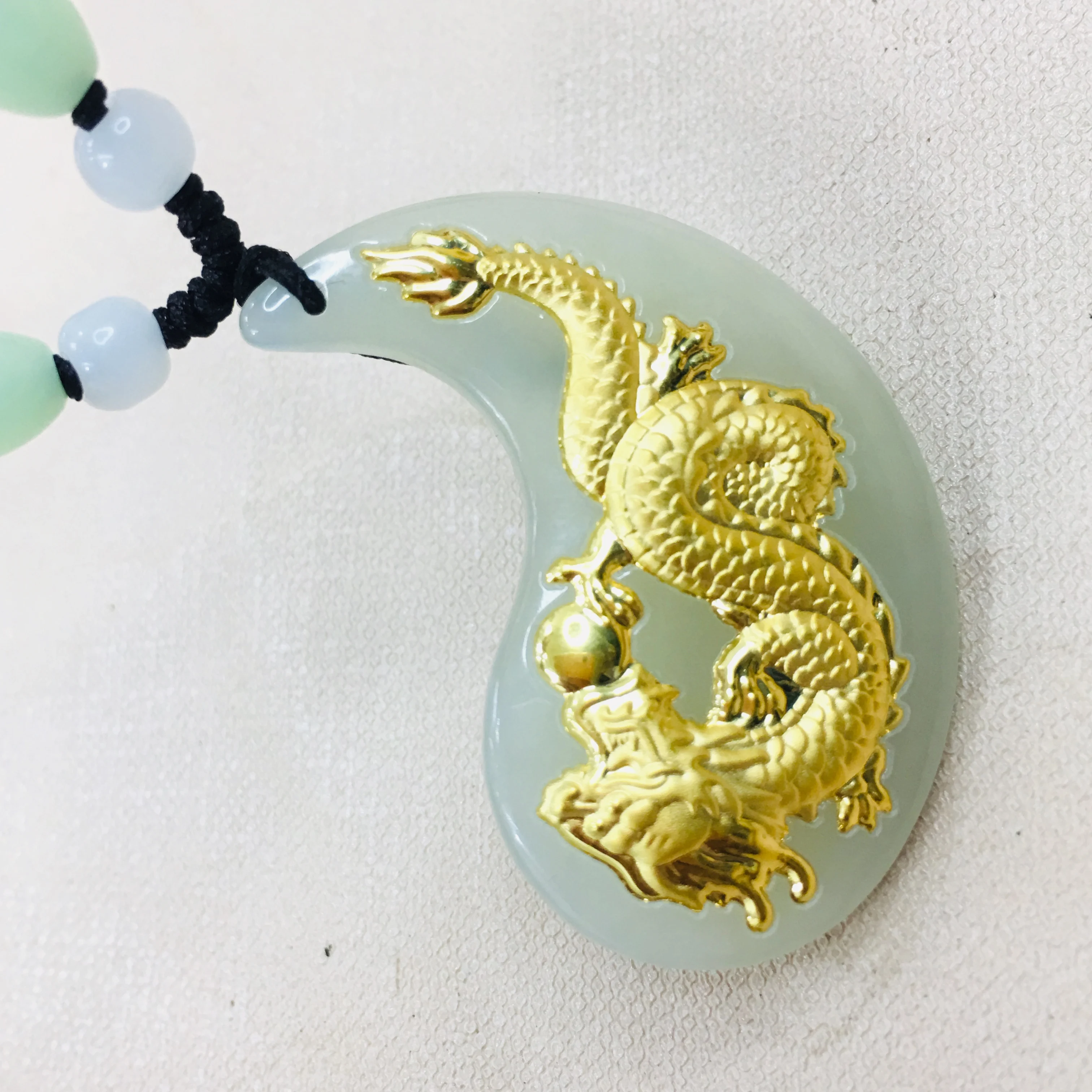 Zheru Jewelry Pure natural black Hetian jade inlaid 24k gold dragon and Phoenix pair pendant necklace Couple Se | Украшения и