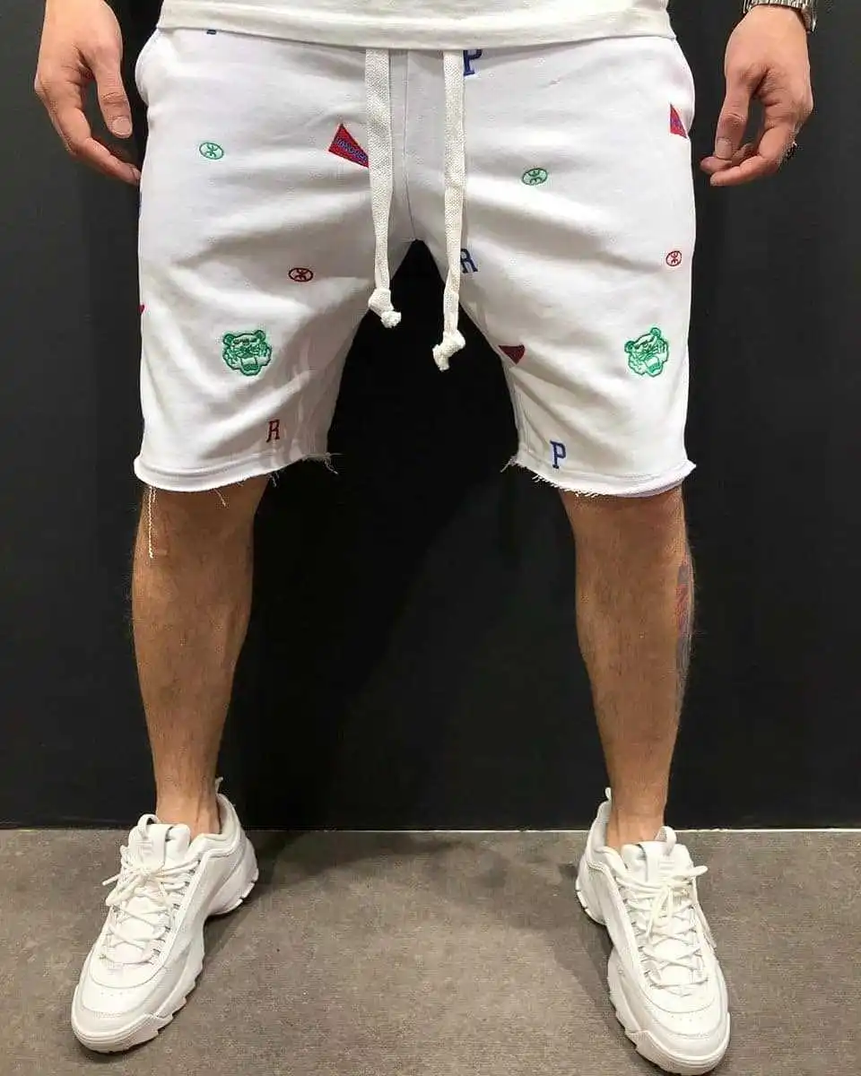 

Summer new bodybuilding five-point pants men's gym fitness exercise casual sports pants fashion trend elastic slim shorts