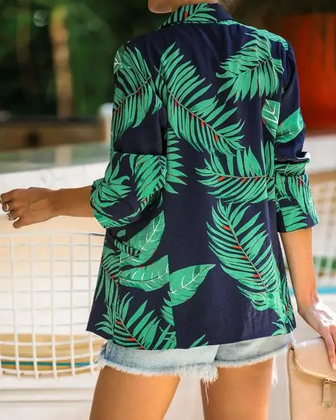 

New Leisure Women Long Sleeve Casual Floral Slim Business Blazer Suit Coat Jacket Outwear