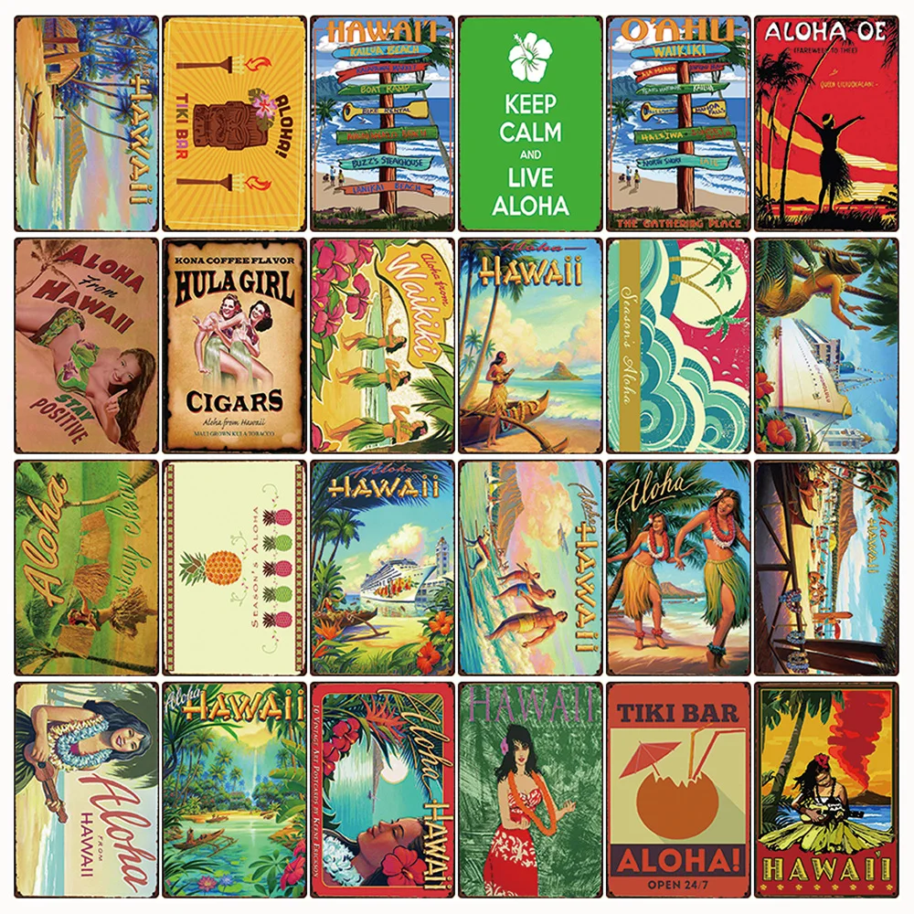 [Kelly66] Aloha форма Гавайи Тики Бар пляжные металлический знак олова плакат домашний