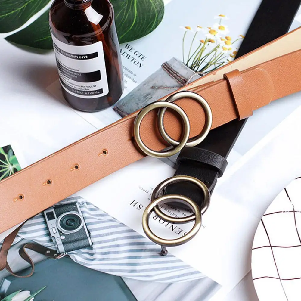 Ремень женский кожаный с золотистой пряжкой для джинсов и платьев | Аксессуары