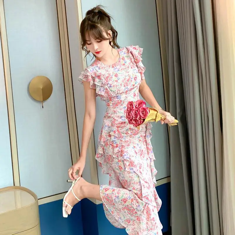 

summer 2021 new women's Chiffon fishtail ruffled skirt