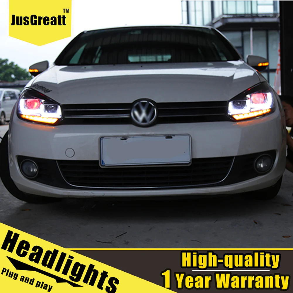 

A Pair For golf LED Headlights 2010-2012 golf HID Head Lamps Bi Xenon Beam Fog Daytime Running Lights Dynamic Turn