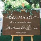 Итальянская версия, свадебные знаки, наклейки на заказ, имена невесты, жениха, виниловая роспись, свадебные приветственные зеркальные наклейки, декоративные съемные O309
