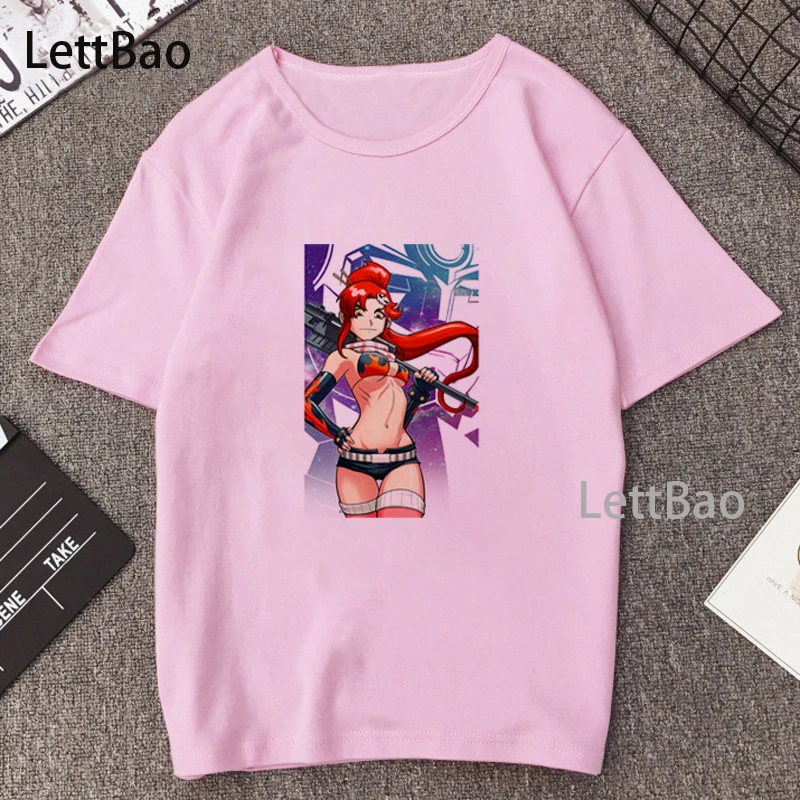 Футболка с японским аниме Tengen Toppa Gurren-Lagann Удобный Повседневный Топ коротким