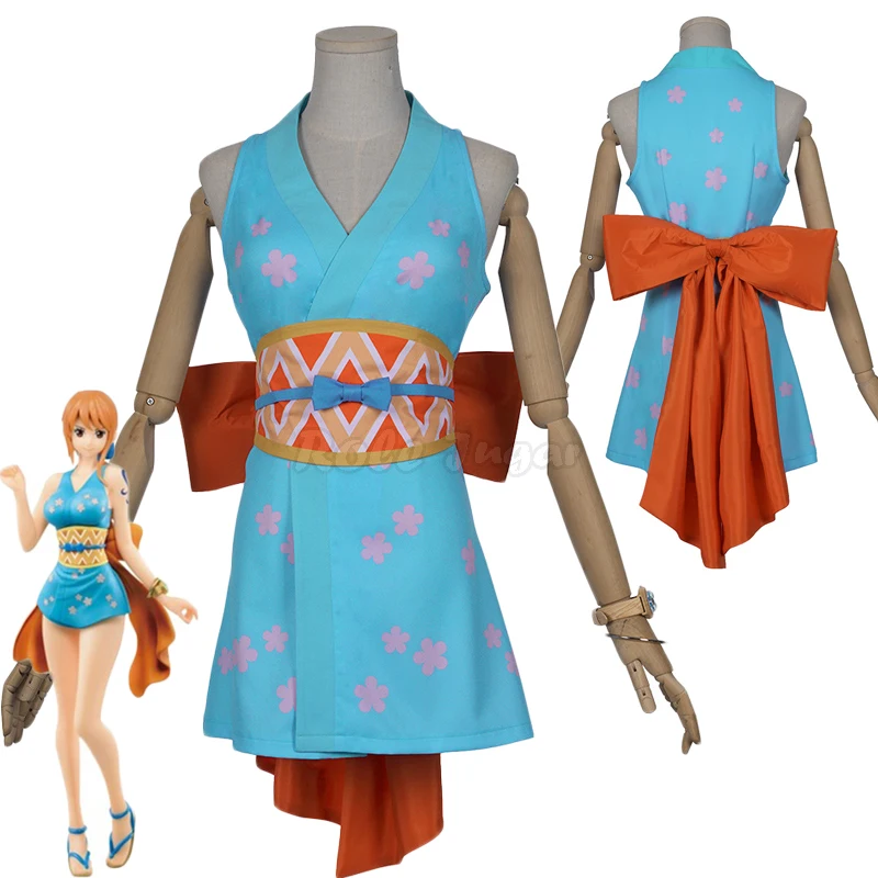 Японское аниме один предмет Nami Yukata Wano кимоно костюм для косплея вечерние костюмы