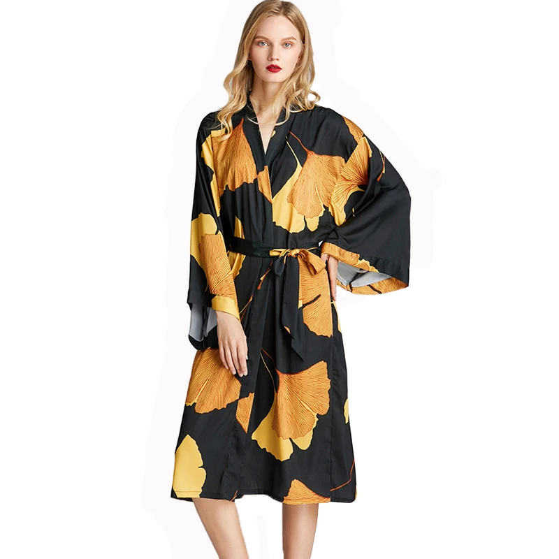 

Spring Cardigan Bathrobe Women Kimono Silk Robe Dress Comfort Sleepwear Nightgown Sexy Night Sleep Dressing Gown Robes Homewear