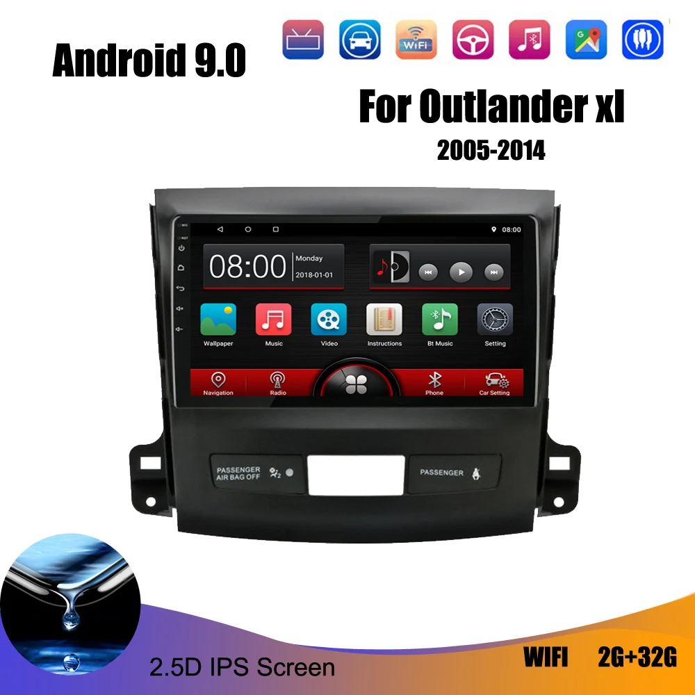 Автомагнитола 2 Din мультимедийный плеер с GPS-навигацией для Mitsubishi Outlander xl 2005-2011 Android