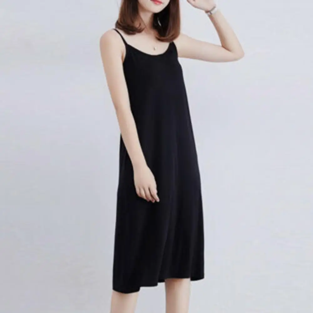 

Plus Size Casual Summer Women Solid Color Loose Sleeveless Camisole Dress Camisole O Neck Mini Dress Female Vestidos