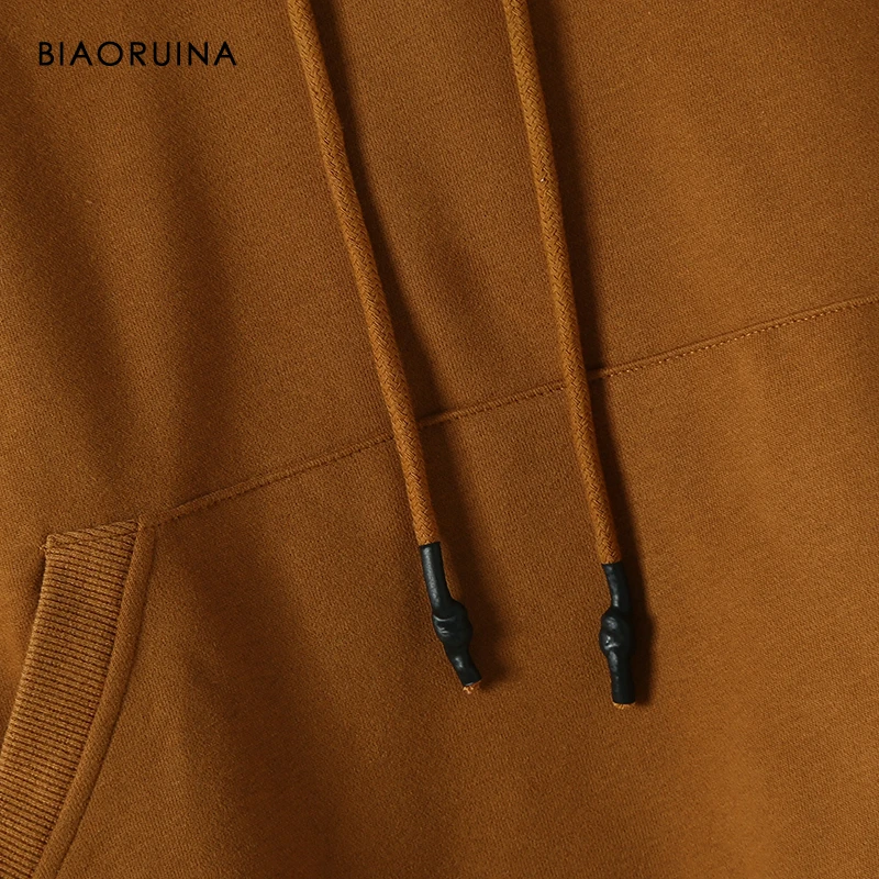 BIAORUINA Женская однотонная Базовая толстовка с капюшоном на шнурке женские