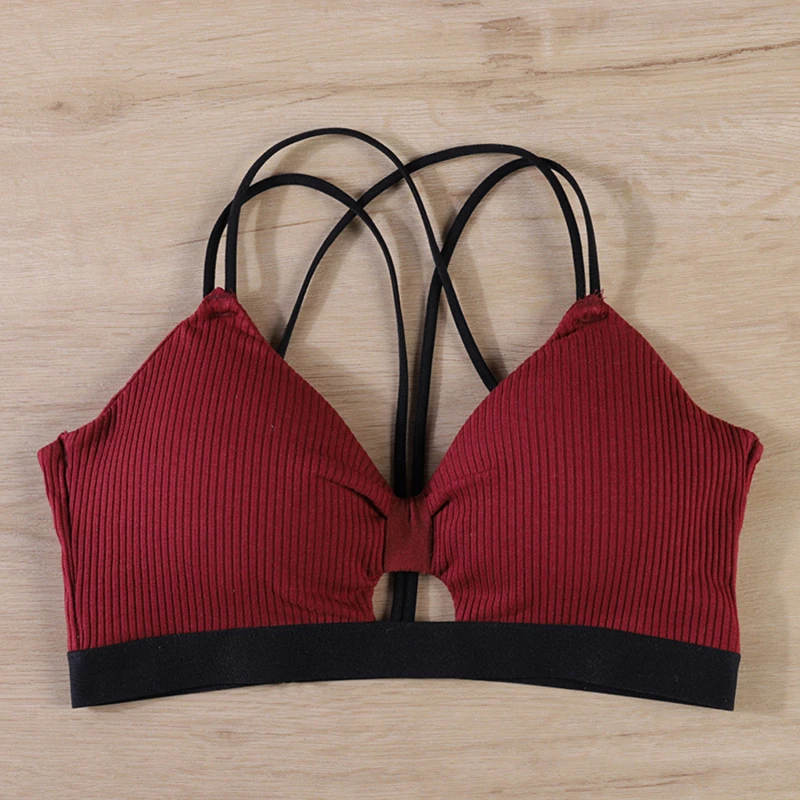 

Women Hollow Bra Solid Patchwork Padded Bralette Simple Tube Top Breathable Lingerie Comfortable Small Fresh Lady Bras