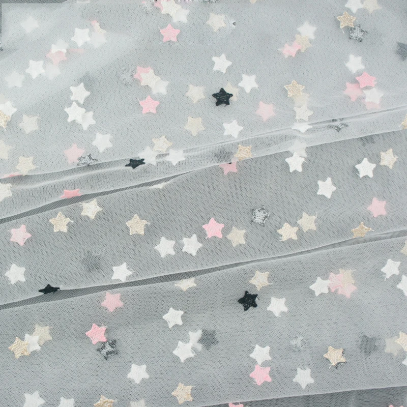 1/2 ярда вышитая сетчатая Тюлевая ткань с рисунком звезд для юбки пачки платья