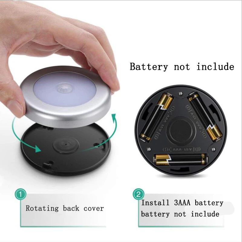 Ночник с 6 светодиодами и круглыми датчиками настенный светильник пассивным ИК