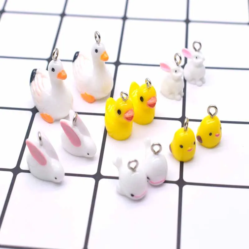 

1Pair 3D Rabbit Animal Resin Charms Pendant DIY Making Findings Handmade Jewelry for Earring Necklace