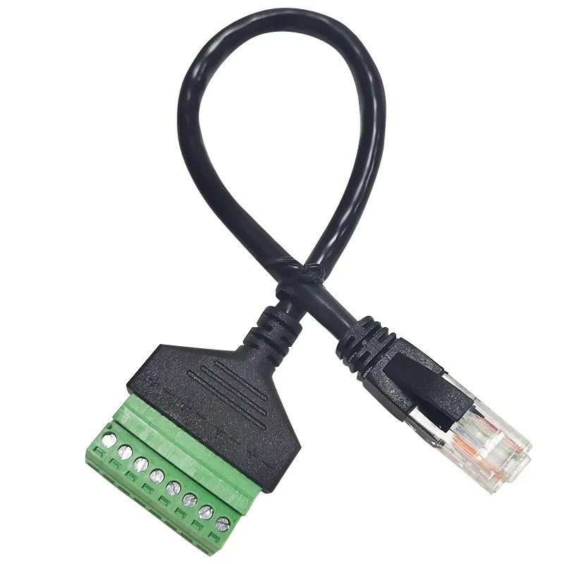 

1pcs RJ45 Ethernet Male Plug To 8 Pin AV Terminal Spring Solderless Block Adapter Cable 25cm