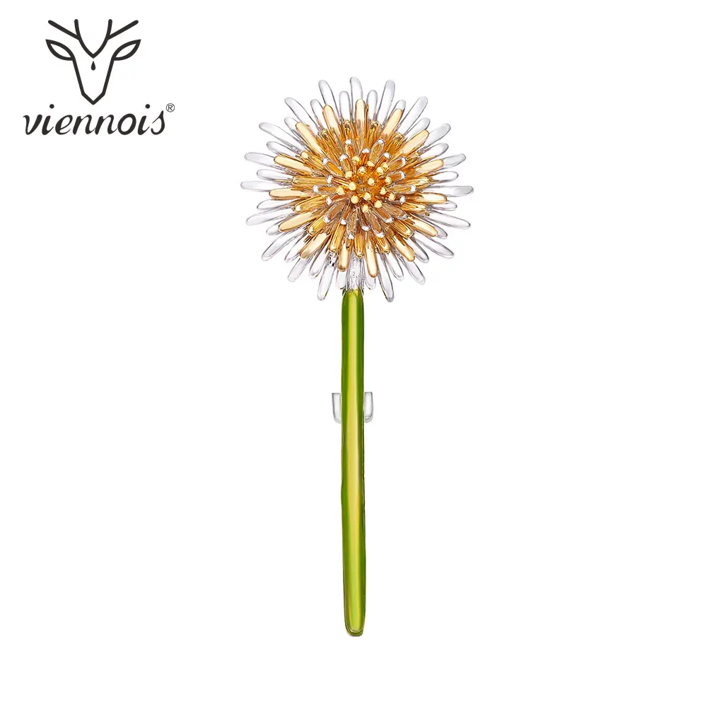 Viennois Подсолнух брошь для свитера для женщин эмаль классические декоративные шпильки зимний подарок - Окраска металла: Silver