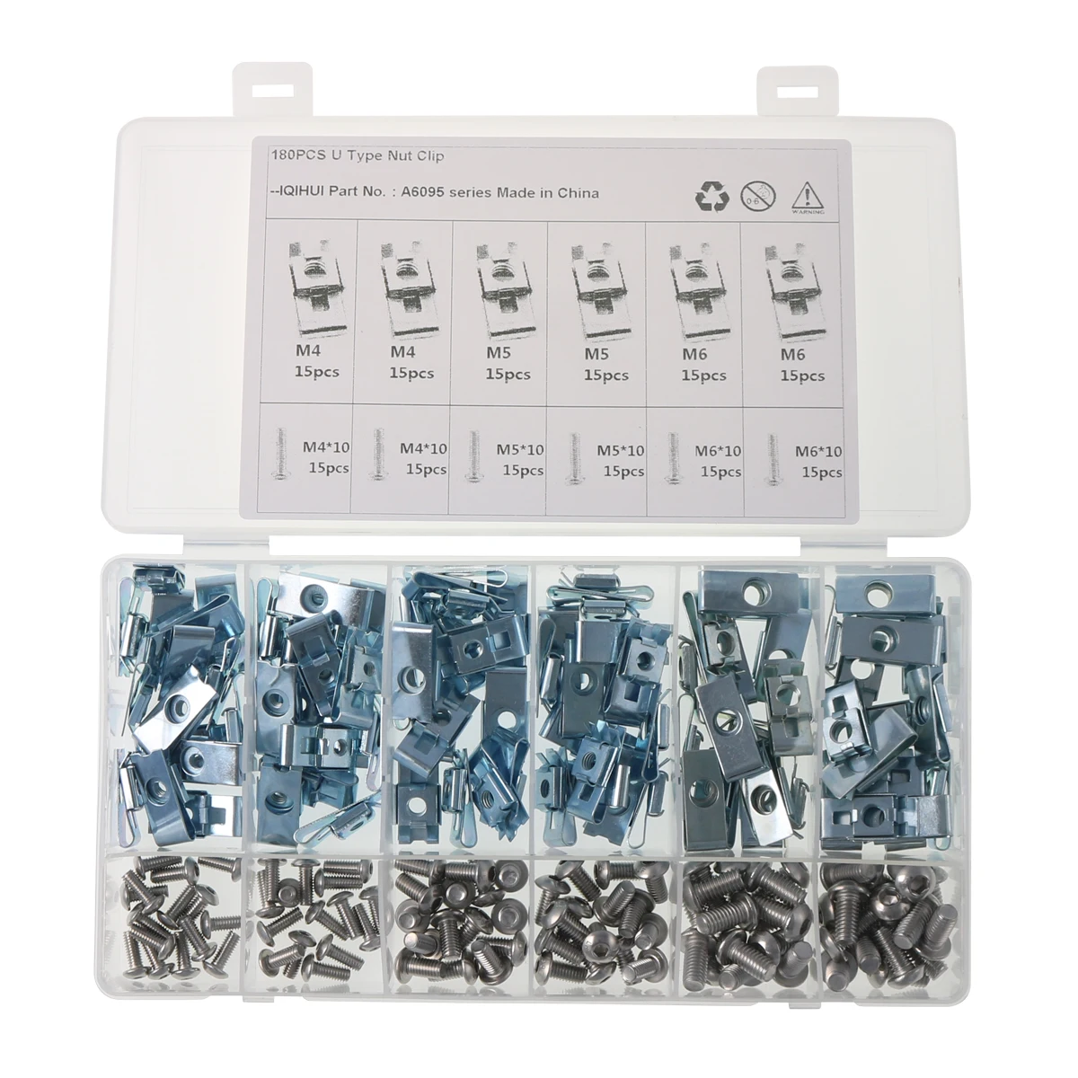 

M4/M5/M6 3 specifications-180 pieces of blue and white zinc U-clip nuts clamp Fastener Clip Screw car motorcycles Accessories