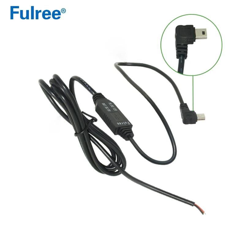 1 м Мини USB 5pin 90 градусов прямоугольный DC-DC конвертер 12 В до 5 В понижающий автомобильный блок питания для вождения рекордер камеры
