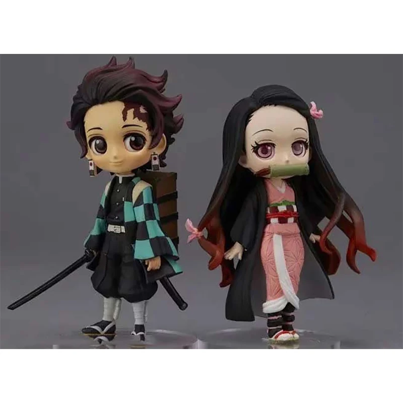 Экшн фигурки из ПВХ 2 шт./компл. Qposket Demon Slayer Kimetsu no Yaiba Kamado Tanjirou Nezuko Q version игрушки в