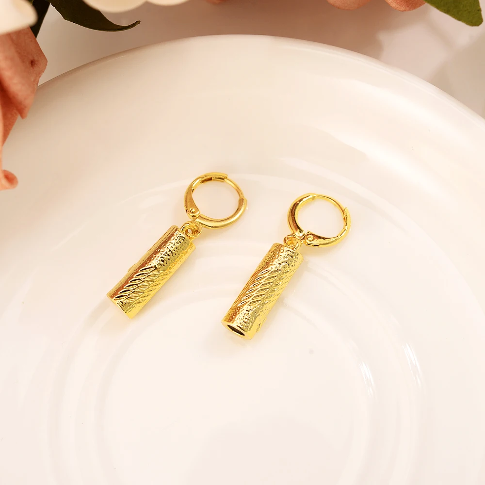 

Bangrui african Gold Color pillar Jewelry Romantic Wedding Jewelry Sets Square geometric pendant earrings girls kids gift