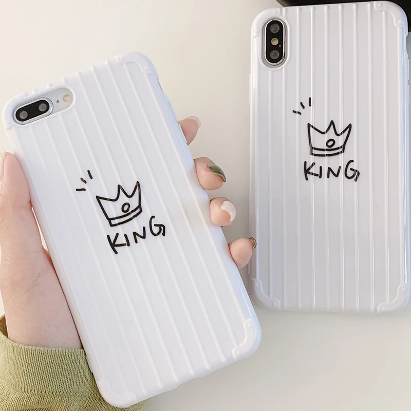 Простой узор короны белый чехол для телефона iPhone 6 6s 7 8 Plus X Xs XR Max Мягкий ТПУ 3D
