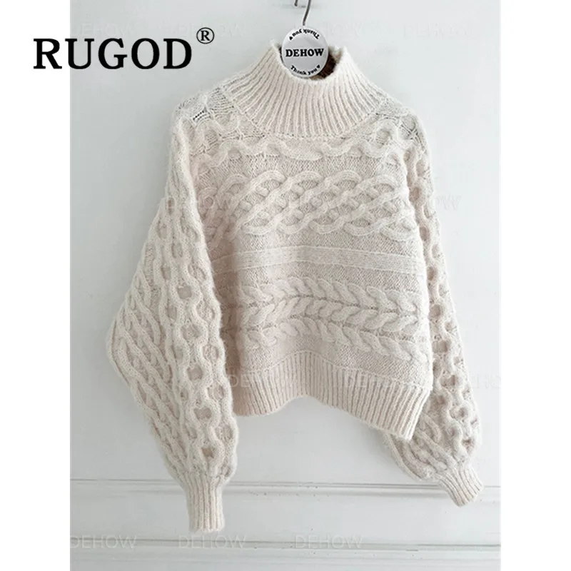 Женский укороченный свитер RUGOD белый трикотажный пуловер оверсайз с