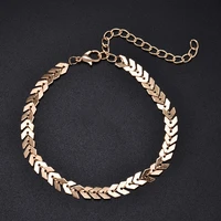 2021 new summer fishbone gold color anklets fashion ankle foot jewelry leg chain on foot for women gifts
