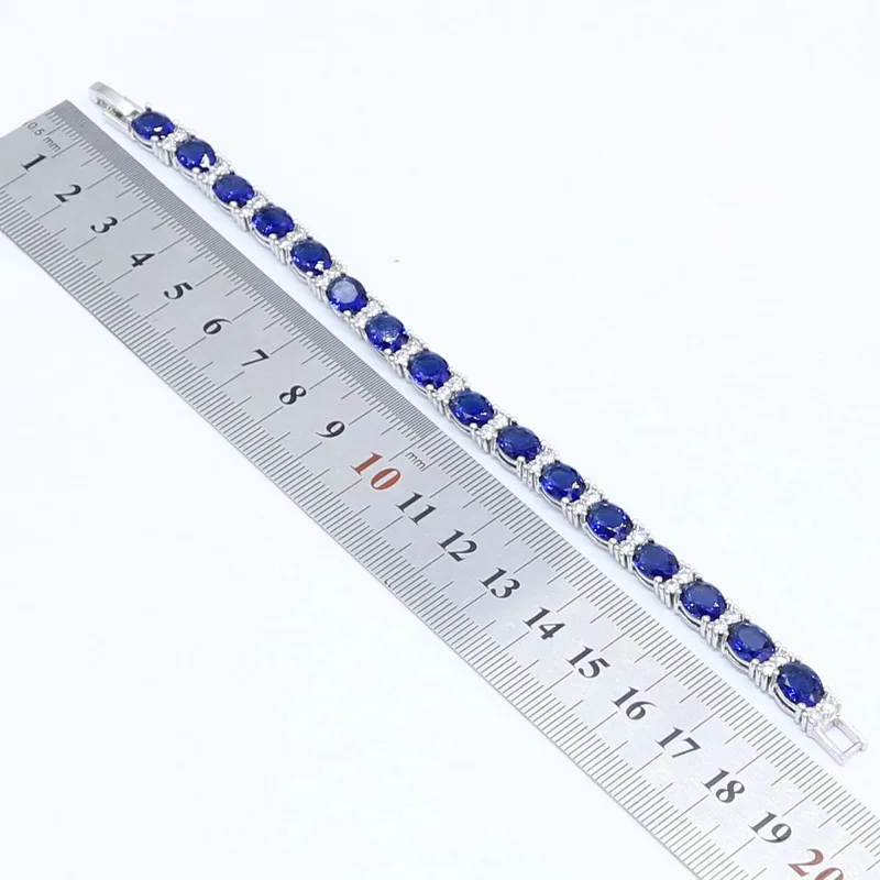 Геометрический синий полудрагоценный серебряный цвет набор украшений для