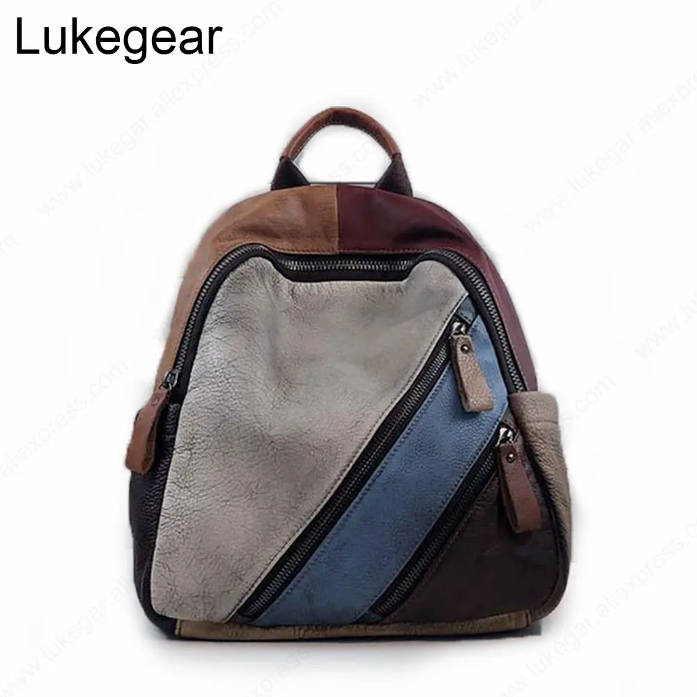 Женский рюкзак из натуральной кожи Lukegear классический уличный смешанного цвета в
