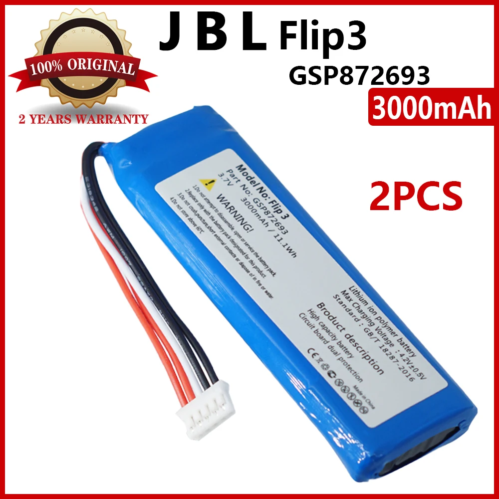 

2PCS New 3000mAh/11.1Wh GSP872693 P763098 03 For JBL Flip3 Flip 3 High quality Batteries With Tracking Number