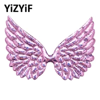 12pcs holographic embossed fabric angle wings patches applique children clothes sewing crafts diy hair accessories for girls